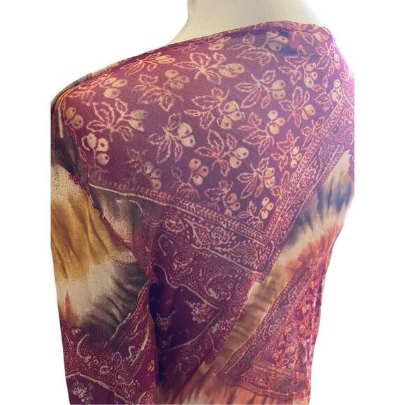 Yessica Women’s Boho Sheer Mesh Long Sleeve Festival Blouse Size Large - Picture 10 of 12
